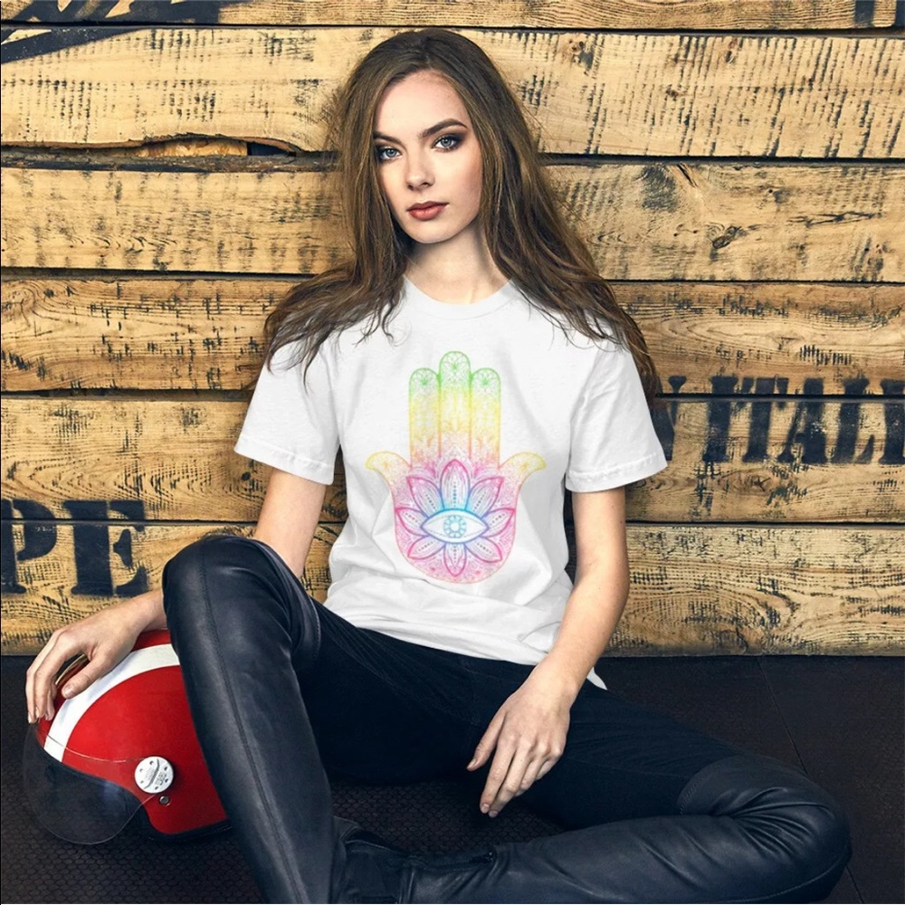 Hamsa Evil Eye Protection Good luck shirt neon